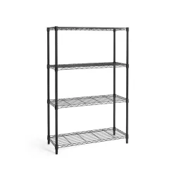 Fencer Wire Black 4-Tier Adjustable Height Wire Shelving Unit, Garage Shelving Storage Organizer
