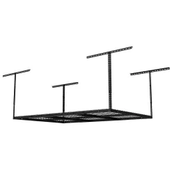 FLEXIMOUNTS GR46B-E Adjustable Height Overhead Ceiling Mount Garage Rack in Black (72 in. W x 48 in. D)