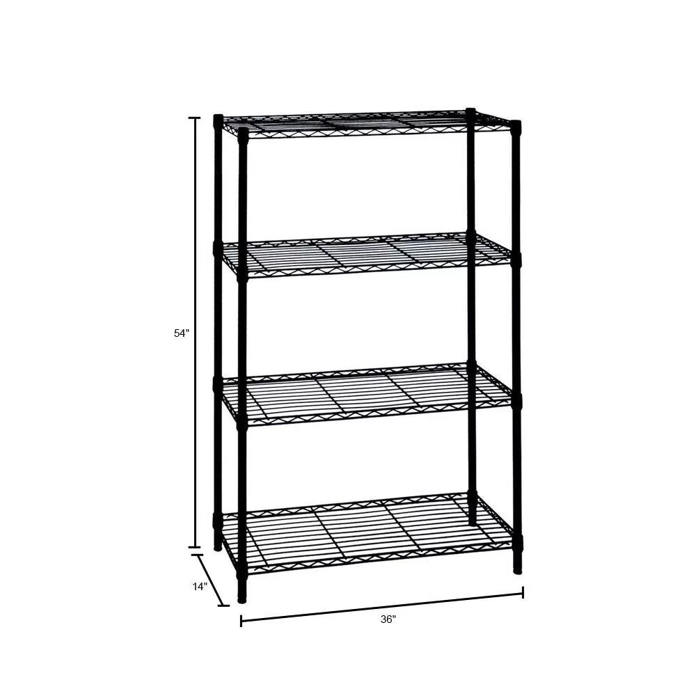 HDX 21436BPS 4-Tier Steel Wire Shelving Unit in Black (36 in. W x 54 in. H x 14 in. D)