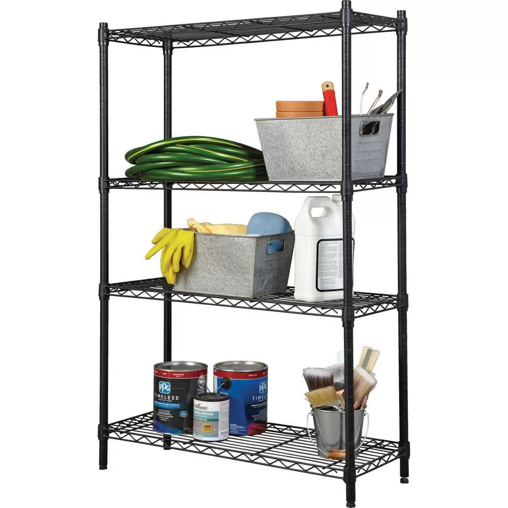 HDX 21436BPS 4-Tier Steel Wire Shelving Unit in Black (36 in. W x 54 in. H x 14 in. D)