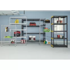 HDX 241592 5-Tier Plastic Garage Storage Shelving Unit in Black (36 in. W x 74 in. H x 18 in. D)