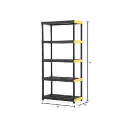 HDX 241592 5-Tier Plastic Garage Storage Shelving Unit in Black (36 in. W x 74 in. H x 18 in. D)