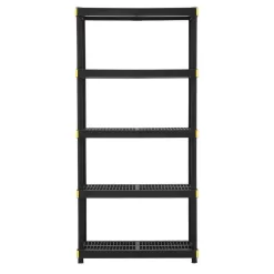 HDX 241592 5-Tier Plastic Garage Storage Shelving Unit in Black (36 in. W x 74 in. H x 18 in. D)