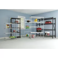 HDX 241592 5-Tier Plastic Garage Storage Shelving Unit in Black (36 in. W x 74 in. H x 18 in. D)