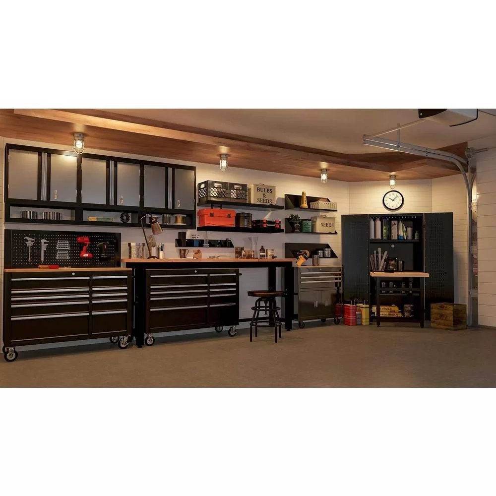 Husky G3600AS-US Steel Garage Wall Shelf in Black (36 in. W x 9 in. H x 9 in. D)