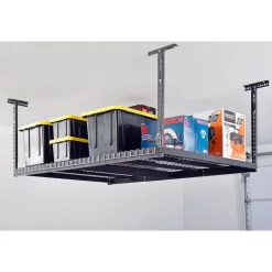 Husky ACR4896B Adjustable Height Garage Overhead Ceiling Storage Rack in Black (42 in. H x 96 in. W x 48 in. D)