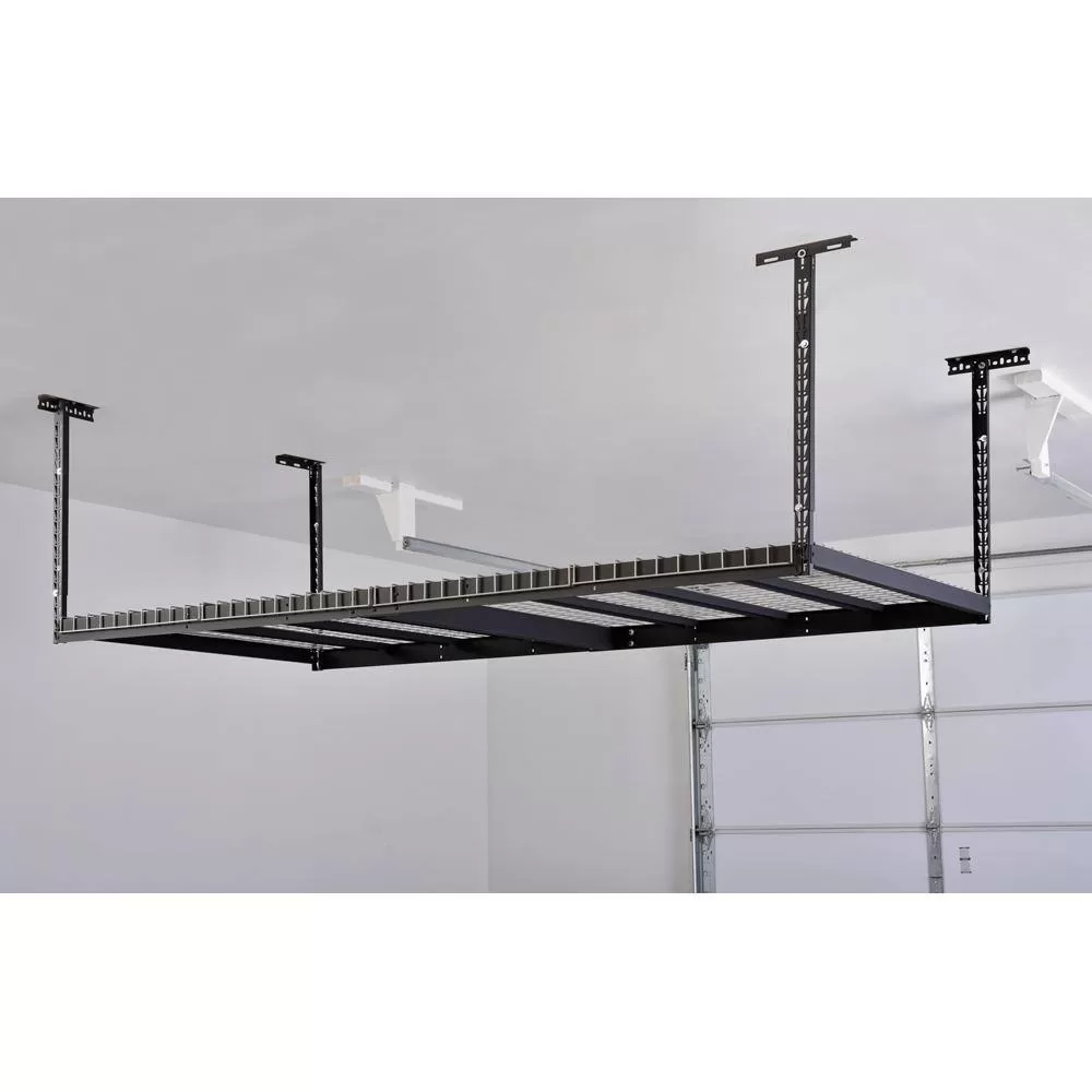Husky ACR4896B Adjustable Height Garage Overhead Ceiling Storage Rack in Black (42 in. H x 96 in. W x 48 in. D)