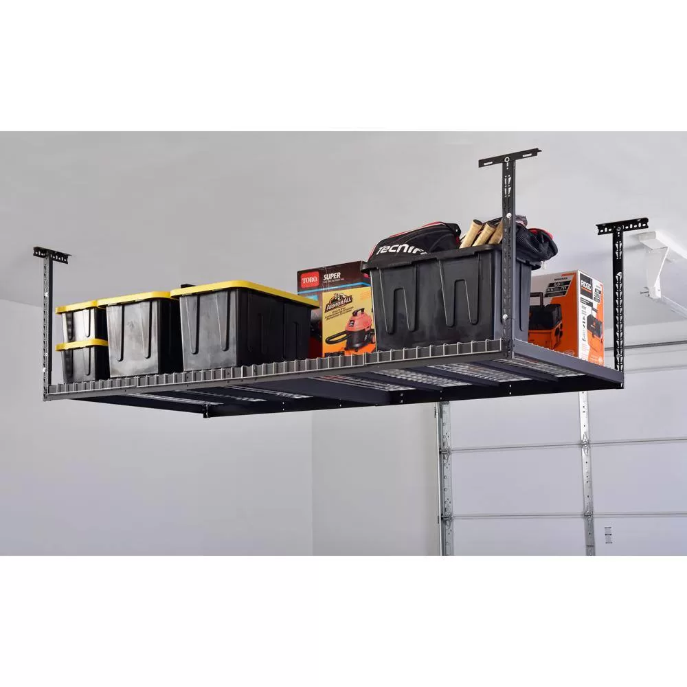 Husky ACR4896B Adjustable Height Garage Overhead Ceiling Storage Rack in Black (42 in. H x 96 in. W x 48 in. D)