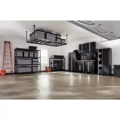 Husky ACR4896B Adjustable Height Garage Overhead Ceiling Storage Rack in Black (42 in. H x 96 in. W x 48 in. D)