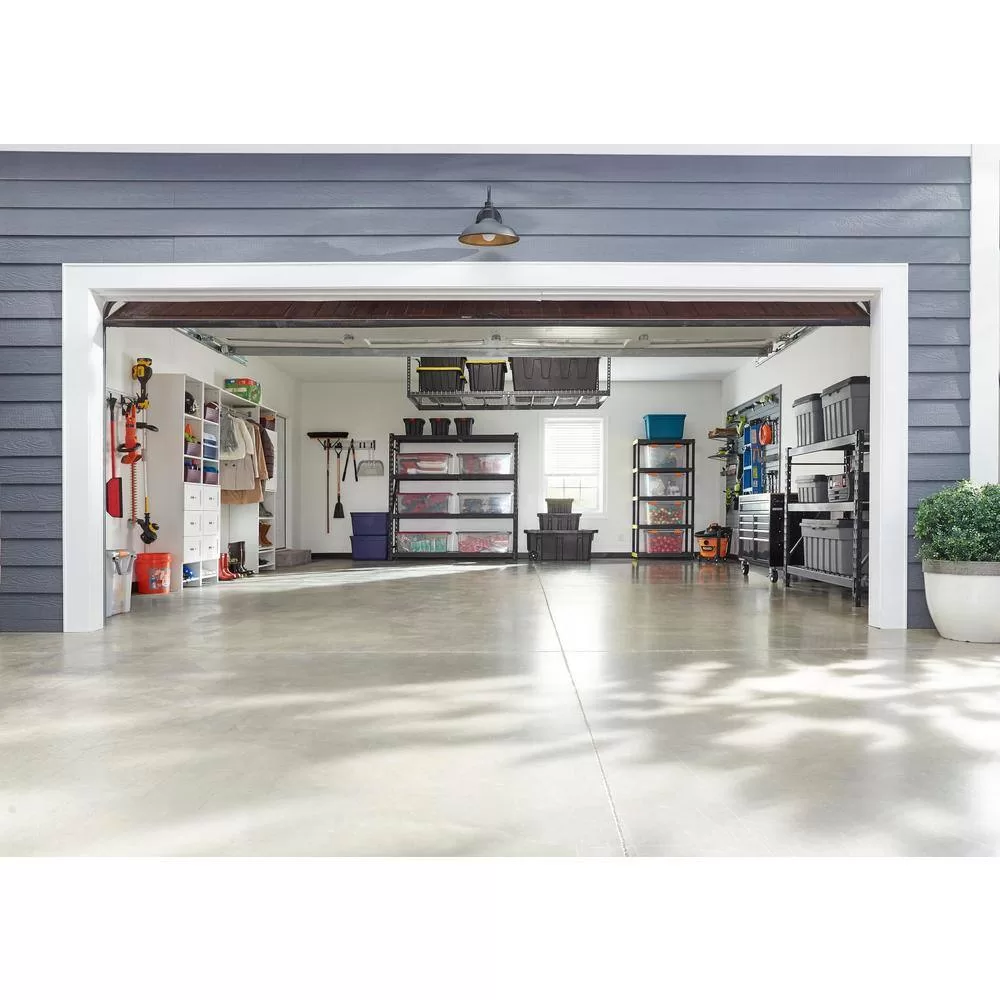 Husky ACR4896B Adjustable Height Garage Overhead Ceiling Storage Rack in Black (42 in. H x 96 in. W x 48 in. D)