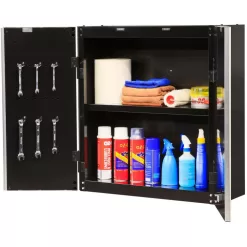 Husky G2802W-US Ready-to-Assemble 24-Gauge Steel Wall Mounted Garage Cabinet in Black (28 in. W x 29.7 in. H x 12 in. D)
