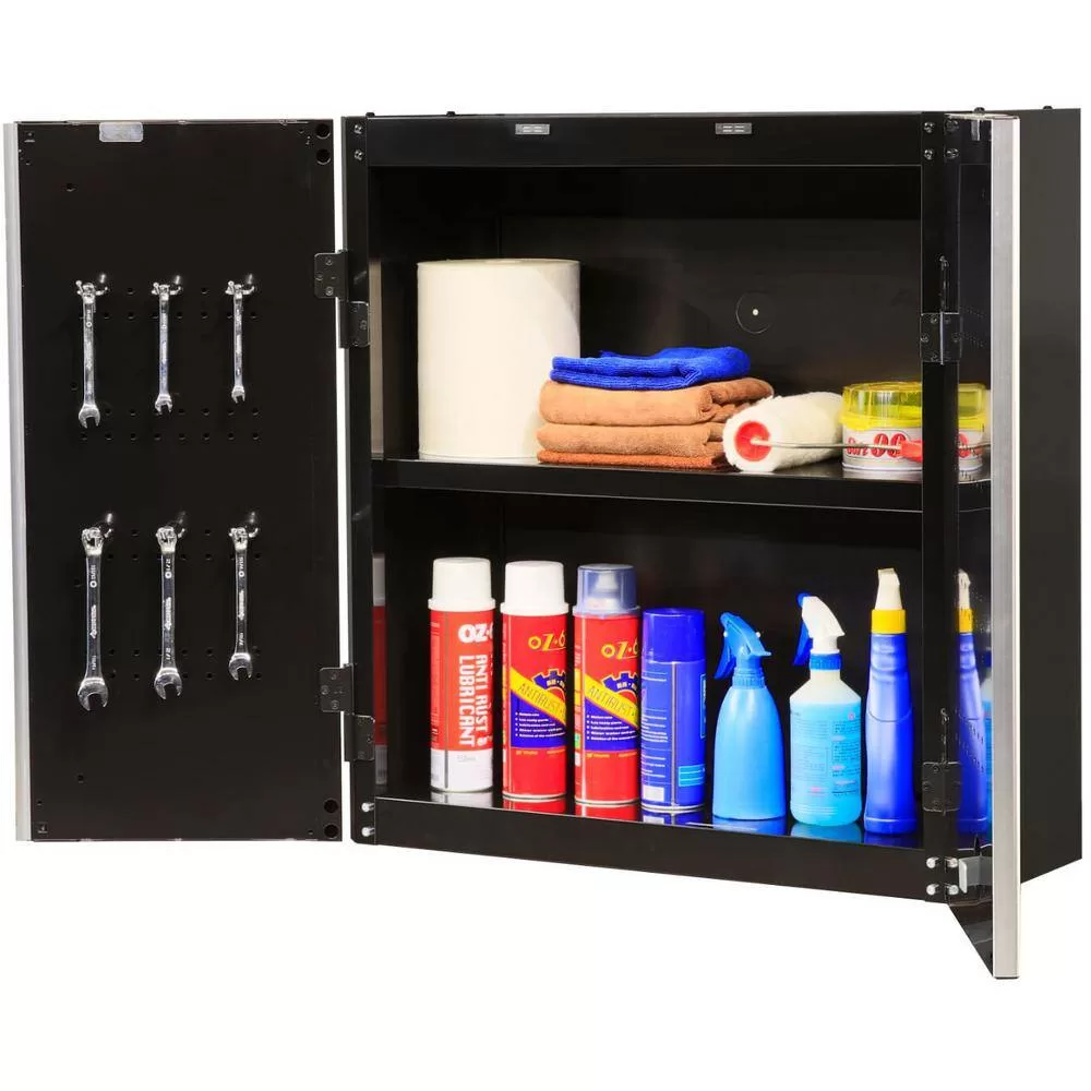 Husky G2802W-US Ready-to-Assemble 24-Gauge Steel Wall Mounted Garage Cabinet in Black (28 in. W x 29.7 in. H x 12 in. D)