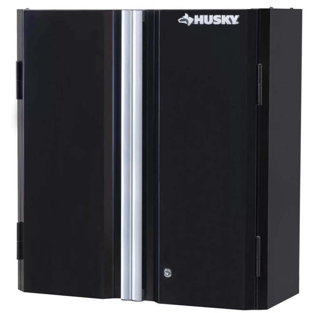 Husky G2802W-US Ready-to-Assemble 24-Gauge Steel Wall Mounted Garage Cabinet in Black (28 in. W x 29.7 in. H x 12 in. D)