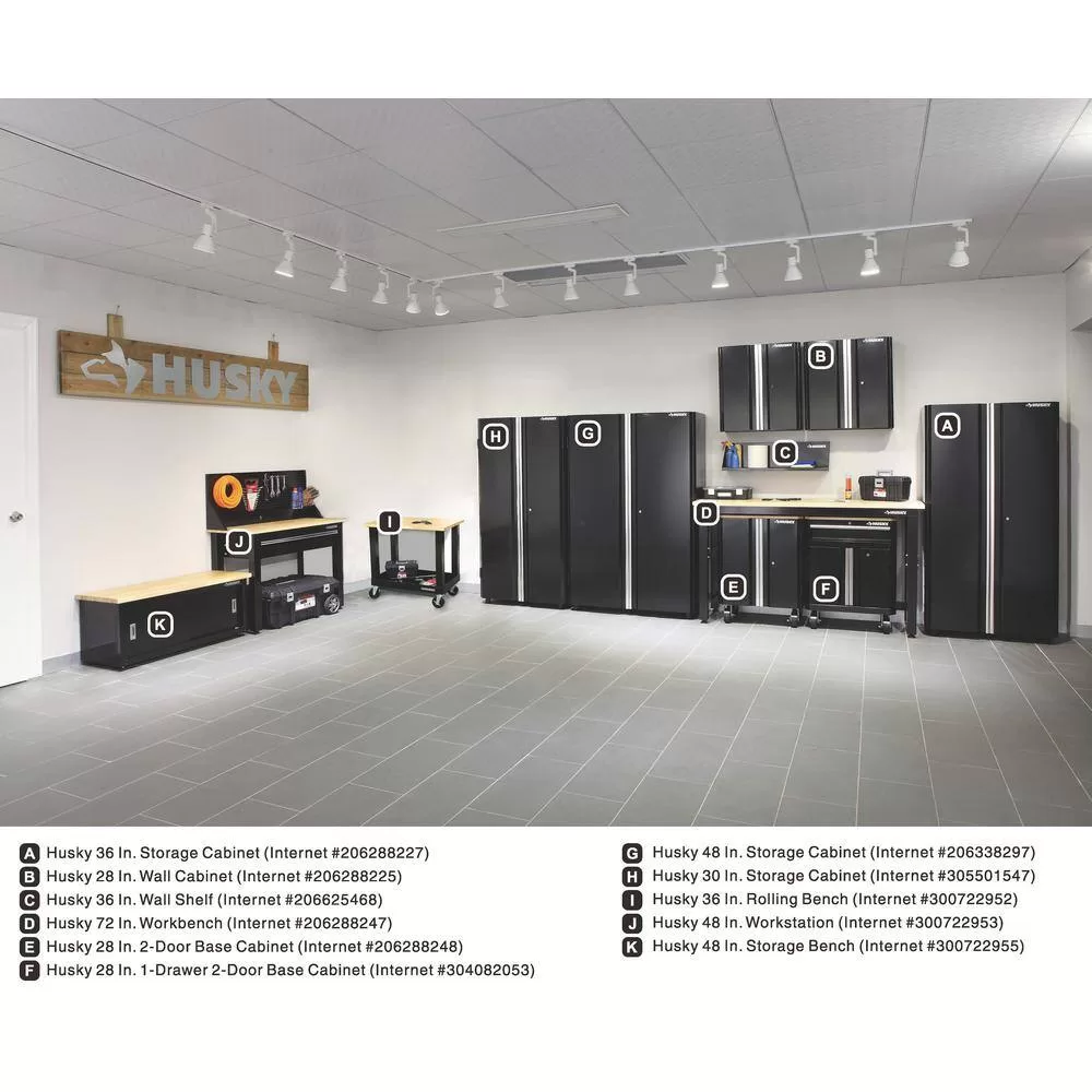 Husky G2802W-US Ready-to-Assemble 24-Gauge Steel Wall Mounted Garage Cabinet in Black (28 in. W x 29.7 in. H x 12 in. D)