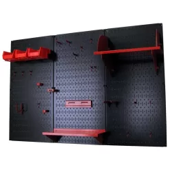 Wall Control 30WRK400BR 32 in. x 48 in. Metal Pegboard Standard Tool Storage Kit with Black Pegboard and Red Peg Accessories