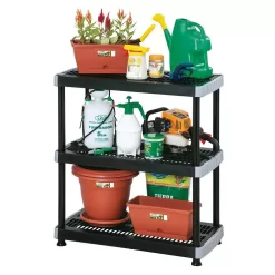 Rimax 10014 Black 3-Tier Plastic Garage Storage Shelving Unit (36 in. W x 39 in. H x 18 in. D)