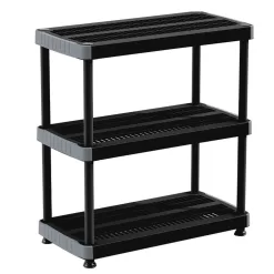 Rimax 10014 Black 3-Tier Plastic Garage Storage Shelving Unit (36 in. W x 39 in. H x 18 in. D)