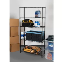 Seville Classics WEB675 Black 5-Tier Steel Wire Garage Storage Shelving Unit (30 in. W x 60 in. H x 14 in. D)