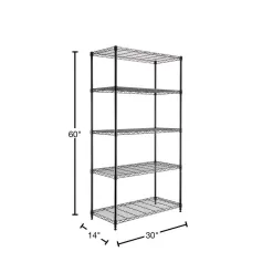 Seville Classics WEB675 Black 5-Tier Steel Wire Garage Storage Shelving Unit (30 in. W x 60 in. H x 14 in. D)