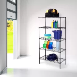 Seville Classics WEB675 Black 5-Tier Steel Wire Garage Storage Shelving Unit (30 in. W x 60 in. H x 14 in. D)