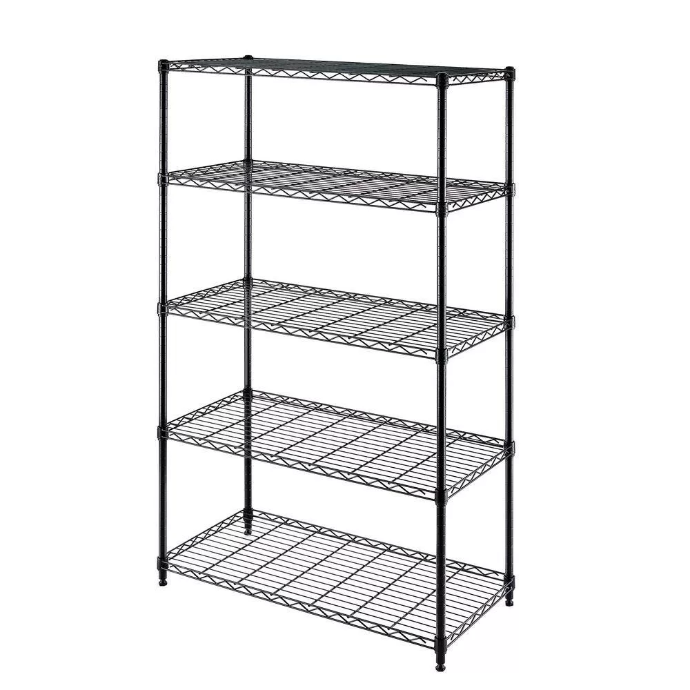 Seville Classics WEB675 Black 5-Tier Steel Wire Garage Storage Shelving Unit (30 in. W x 60 in. H x 14 in. D)