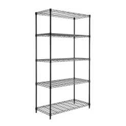 Seville Classics WEB675 Black 5-Tier Steel Wire Garage Storage Shelving Unit (30 in. W x 60 in. H x 14 in. D)