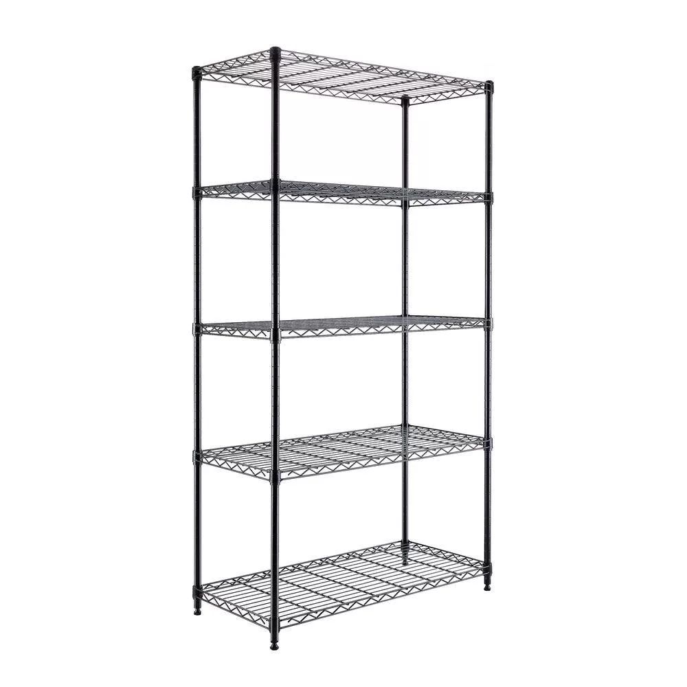 Seville Classics WEB675 Black 5-Tier Steel Wire Garage Storage Shelving Unit (30 in. W x 60 in. H x 14 in. D)