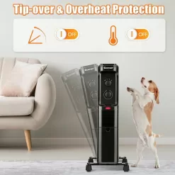 Costway EP24919US-BK 1500-Watt Electric Oil-Filled Radiant Space Heater with Adjustable Thermostat