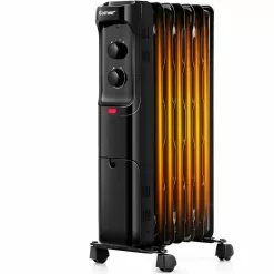 Costway EP24919US-BK 1500-Watt Electric Oil-Filled Radiant Space Heater with Adjustable Thermostat