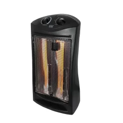 Beyond Flame 1500-Watt Black Electric Tower Quartz Infrared Space Heater with Thermostat