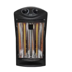 Beyond Flame 1500-Watt Black Electric Tower Quartz Infrared Space Heater with Thermostat