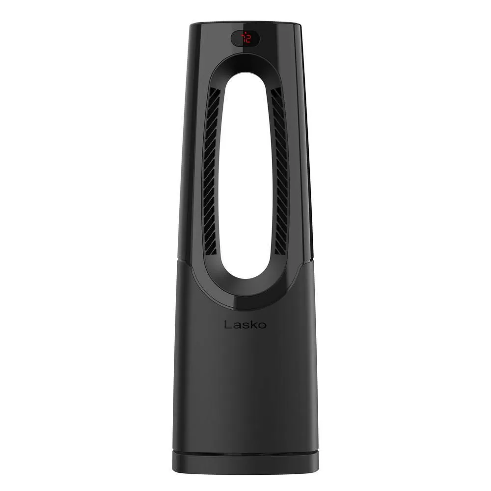 Lasko Bladeless 1500W 28 in. Black Electric Oscillating Tower Ceramic Space Heater with Remote Control and Digital Display