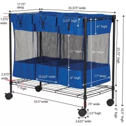 HOUSEHOLD ESSENTIALS 7119 33 in. H x 35 in. W x 18 in. D Black Metal 3-Cube Storage Organizer
