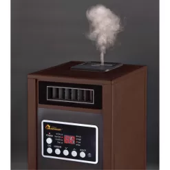 Dr Infrared Heater DR-998-walnut Electric Infrared Dual Heating System Space Heater with Humidifier, Oscillation Fan, and Remote Control in Walnut