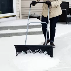 CASL Brands 26 in. Aluminum Handle Rolling Snow Pusher