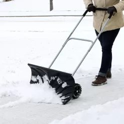 CASL Brands 26 in. Aluminum Handle Rolling Snow Pusher