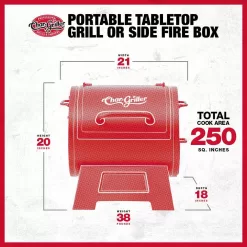 Char-Griller 92424 Portable Charcoal Grill or Side Fire Box in Black