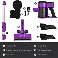 Costway GX10006US-PU Purple Cordless Bagless 3-in-1 Handheld Stick Vacuum Cleaner