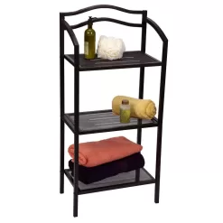 HOUSEHOLD ESSENTIALS 8051-1 Espresso Free-Standing 3-Tier Metal Shelving Unit (17 in. W x 35 in. H x 10.5 in. D)