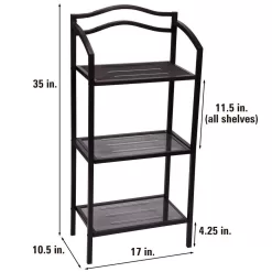 HOUSEHOLD ESSENTIALS 8051-1 Espresso Free-Standing 3-Tier Metal Shelving Unit (17 in. W x 35 in. H x 10.5 in. D)