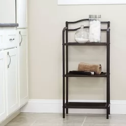 HOUSEHOLD ESSENTIALS 8051-1 Espresso Free-Standing 3-Tier Metal Shelving Unit (17 in. W x 35 in. H x 10.5 in. D)