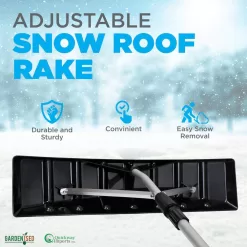 Gardenised Snow Rake Shovel for Roof Cleaning with 21 ft. Twist-N-Lock Extendable Lightweight Aluminum Handle