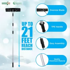 Gardenised Snow Rake Shovel for Roof Cleaning with 21 ft. Twist-N-Lock Extendable Lightweight Aluminum Handle