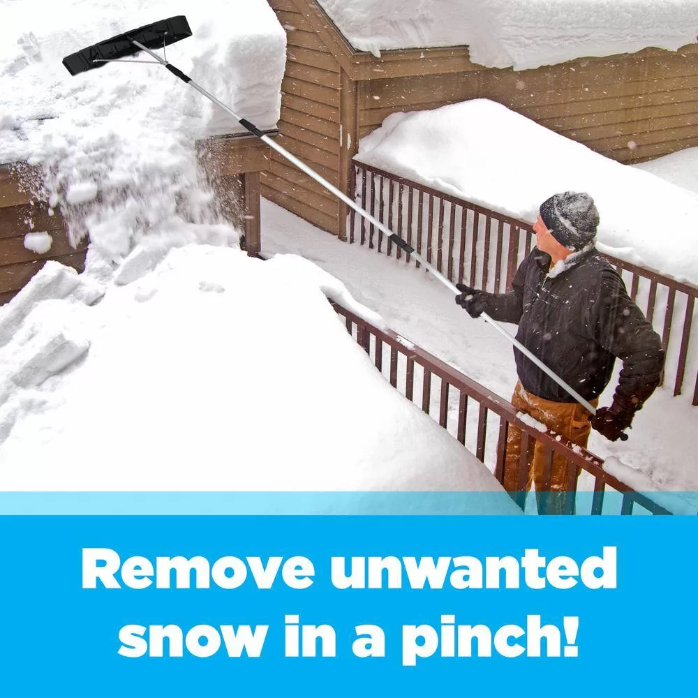 Gardenised Snow Rake Shovel for Roof Cleaning with 21 ft. Twist-N-Lock Extendable Lightweight Aluminum Handle