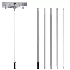 Gardenised Aluminum Snow & Leaf Removal Tool & Pusher Scraper with 24" Rolling Blade, 5-21' Telescoping Extendable Handle