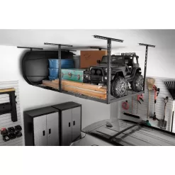 Gladiator GALS48M4JG GearLoft Hammered Granite Adjustable Height Overhead Garage Storage Rack (48 in W x 96 in D)