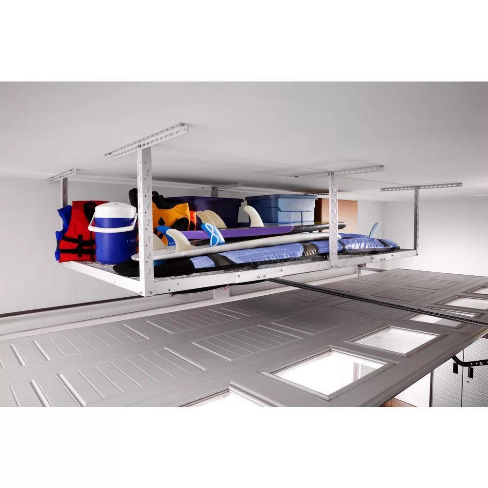 Gladiator GALS48M4JW GearLoft Hammered White Adjustable Height Metal Overhead Storage Rack (48 in W x 96 in D)