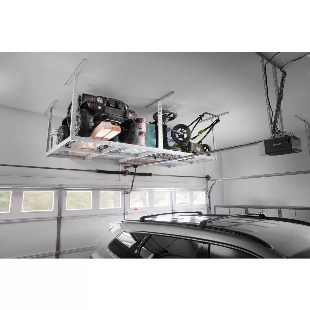 Gladiator GALS48M4JW GearLoft Hammered White Adjustable Height Metal Overhead Storage Rack (48 in W x 96 in D)
