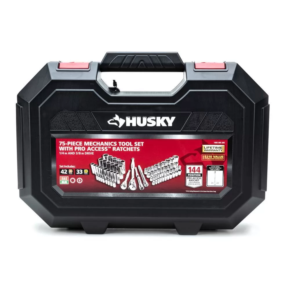 Husky 144-Position 1/4 in. and 3/8 in. Drive Mechanics Tool Set (75-Piece)