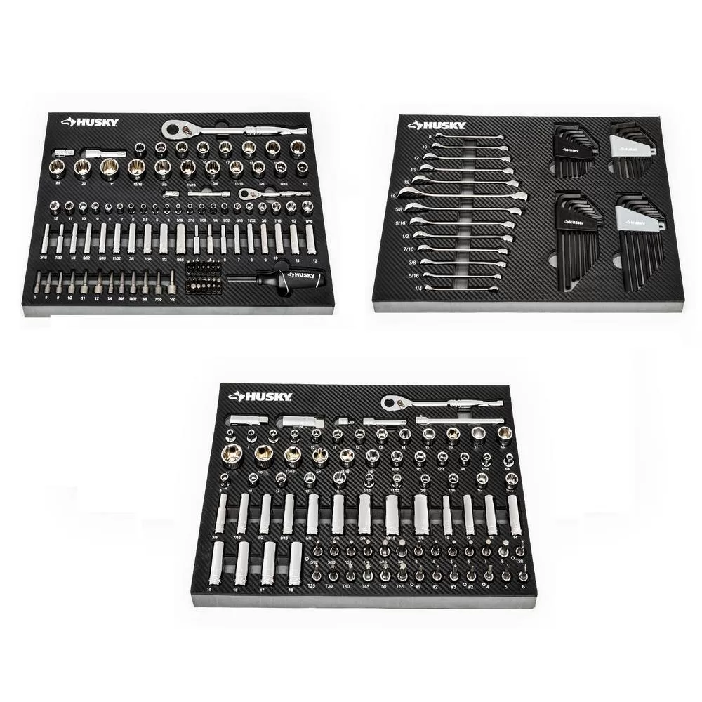 Husky 1/4 in., 3/8 in. and 1/2 in. 72-Tooth Ratchet Mechanics Tool Set with EVA (244-Piece)